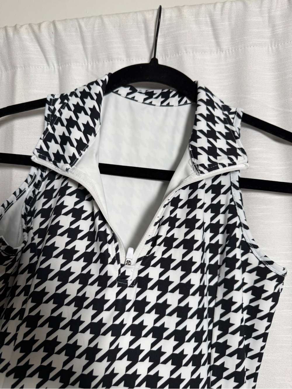 Black & White Houndstooth Sleeveless Quarter Zip Golf Tennis Dress | Size XS - Picture 11 of 15
